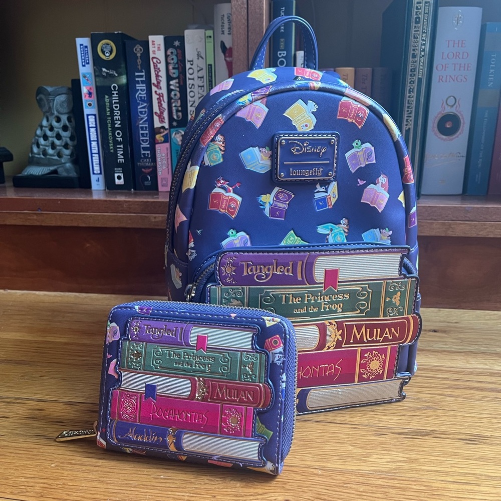 Disney Princess Books Loungefly Backpack Purse & Wallet